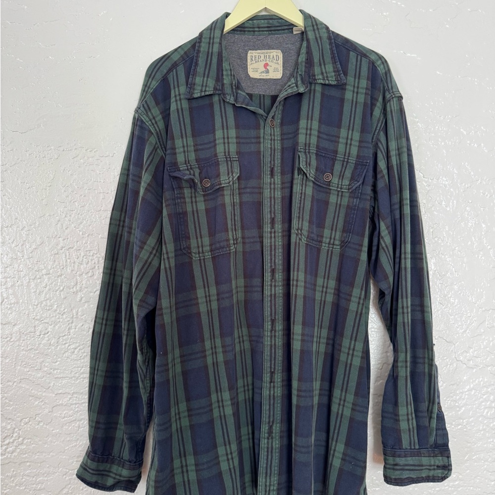 XL Blue & Green Flannel - Red Head Brand Co.